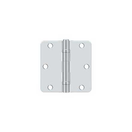 Deltana [S35R4BB26D] Steel Door Butt Hinge - Residential - 1/4&quot; Radius Corner - Ball Bearing - Brushed Chrome Finish - Pair - 3 1/2&quot; H x 3 1/2&quot; W