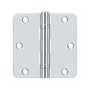 Deltana [S35R4BB26] Steel Door Butt Hinge - Residential - 1/4&quot; Radius Corner - Ball Bearing - Polished Chrome Finish - Pair - 3 1/2&quot; H x 3 1/2&quot; W