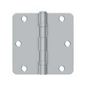 Deltana [S35R4BB26D] Steel Door Butt Hinge - Residential - 1/4" Radius Corner - Ball Bearing - Brushed Chrome Finish - Pair - 3 1/2" H x 3 1/2" W