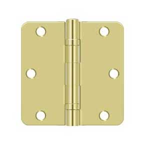 Deltana [S35R4BB3] Steel Door Butt Hinge - Residential - 1/4" Radius Corner - Ball Bearing - Polished Brass Finish - Pair - 3 1/2" H x 3 1/2" W