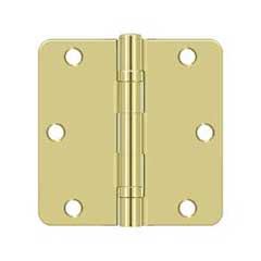 Deltana [S35R4BB3] Steel Door Butt Hinge - Residential - 1/4&quot; Radius Corner - Ball Bearing - Polished Brass Finish - Pair - 3 1/2&quot; H x 3 1/2&quot; W
