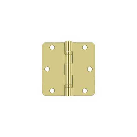 Deltana [S35R4BB3] Steel Door Butt Hinge - Residential - 1/4" Radius Corner - Ball Bearing - Polished Brass Finish - Pair - 3 1/2" H x 3 1/2" W