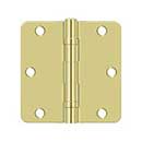 Deltana [S35R4BB3] Steel Door Butt Hinge - Residential - 1/4" Radius Corner - Ball Bearing - Polished Brass Finish - Pair - 3 1/2" H x 3 1/2" W