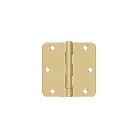 Deltana [S35R4BB4] Steel Door Butt Hinge - Residential - 1/4&quot; Radius Corner - Ball Bearing - Brushed Brass Finish - Pair - 3 1/2&quot; H x 3 1/2&quot; W