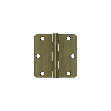 Deltana [S35R4BB5] Steel Door Butt Hinge - Residential - 1/4&quot; Radius Corner - Ball Bearing - Antique Brass Finish - Pair - 3 1/2&quot; H x 3 1/2&quot; W