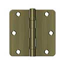 Deltana [S35R4BB5] Steel Door Butt Hinge - Residential - 1/4&quot; Radius Corner - Ball Bearing - Antique Brass Finish - Pair - 3 1/2&quot; H x 3 1/2&quot; W