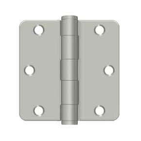 Deltana [S35R4HD15] Steel Door Butt Hinge - Residential - Heavy Duty - 1/4" Radius Corner - Brushed Nickel Finish - Pair - 3 1/2" H x 3 1/2" W