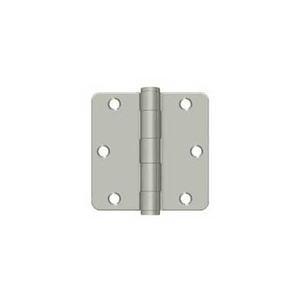 Deltana [S35R4HD15] Steel Door Butt Hinge - Residential - Heavy Duty - 1/4&quot; Radius Corner - Brushed Nickel Finish - Pair - 3 1/2&quot; H x 3 1/2&quot; W