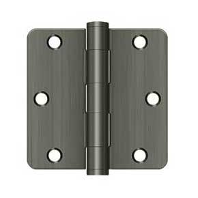 Deltana [S35R4HD15A] Steel Door Butt Hinge - Residential - Heavy Duty - 1/4" Radius Corner - Antique Nickel Finish - Pair - 3 1/2" H x 3 1/2" W