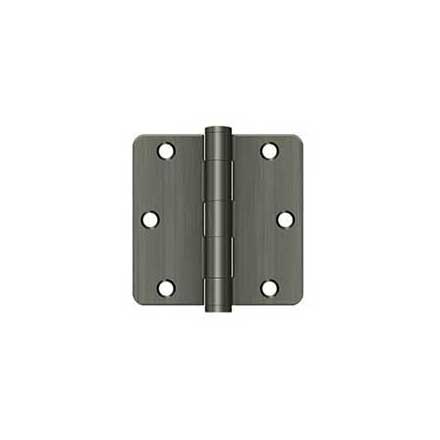 Deltana [S35R4HD15A] Steel Door Butt Hinge - Residential - Heavy Duty - 1/4" Radius Corner - Antique Nickel Finish - Pair - 3 1/2" H x 3 1/2" W