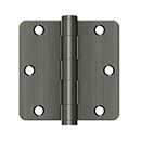 Deltana [S35R4HD15A] Steel Door Butt Hinge - Residential - Heavy Duty - 1/4" Radius Corner - Antique Nickel Finish - Pair - 3 1/2" H x 3 1/2" W