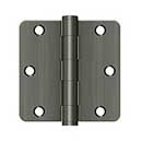 Deltana [S35R4HD15A] Steel Door Butt Hinge - Residential - Heavy Duty - 1/4&quot; Radius Corner - Antique Nickel Finish - Pair - 3 1/2&quot; H x 3 1/2&quot; W