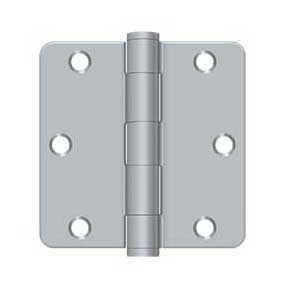 Deltana [S35R4HD26D] Steel Door Butt Hinge - Residential - Heavy Duty - 1/4" Radius Corner - Brushed Chrome Finish - Pair - 3 1/2" H x 3 1/2" W
