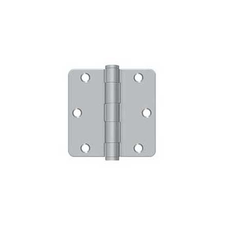 Deltana [S35R4HD26D] Steel Door Butt Hinge - Residential - Heavy Duty - 1/4" Radius Corner - Brushed Chrome Finish - Pair - 3 1/2" H x 3 1/2" W