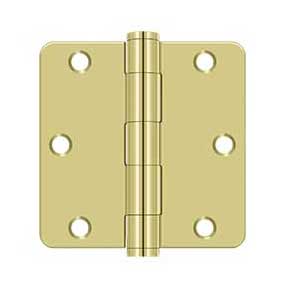 Deltana [S35R4HD3] Steel Door Butt Hinge - Residential - Heavy Duty - 1/4" Radius Corner - Polished Brass Finish - Pair - 3 1/2" H x 3 1/2" W