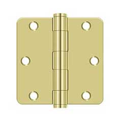 Deltana [S35R4HD3] Steel Door Butt Hinge - Residential - Heavy Duty - 1/4&quot; Radius Corner - Polished Brass Finish - Pair - 3 1/2&quot; H x 3 1/2&quot; W 