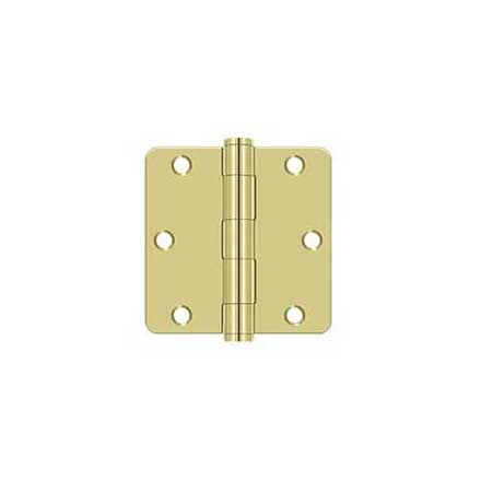 Deltana [S35R4HD3] Steel Door Butt Hinge - Residential - Heavy Duty - 1/4&quot; Radius Corner - Polished Brass Finish - Pair - 3 1/2&quot; H x 3 1/2&quot; W 