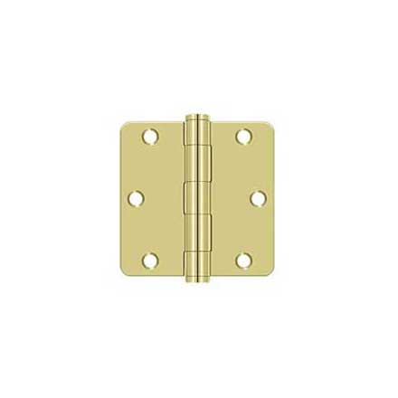 Deltana [S35R4HD3] Steel Door Butt Hinge - Residential - Heavy Duty - 1/4&quot; Radius Corner - Polished Brass Finish - Pair - 3 1/2&quot; H x 3 1/2&quot; W 