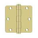 Deltana [S35R4HD3] Steel Door Butt Hinge - Residential - Heavy Duty - 1/4&quot; Radius Corner - Polished Brass Finish - Pair - 3 1/2&quot; H x 3 1/2&quot; W