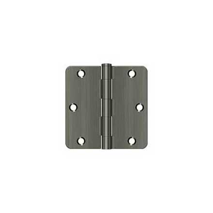 Deltana [S35R4N15A] Steel Door Butt Hinge - Residential - 1/4&quot; Radius Corner - Non-Removable Pin - Antique Nickel Finish - Pair - 3 1/2&quot; H x 3 1/2&quot; W