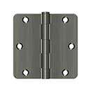 Deltana [S35R4N15A] Steel Door Butt Hinge - Residential - 1/4" Radius Corner - Non-Removable Pin - Antique Nickel Finish - Pair - 3 1/2" H x 3 1/2" W