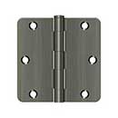 Deltana [S35R4N15A] Steel Door Butt Hinge - Residential - 1/4&quot; Radius Corner - Non-Removable Pin - Antique Nickel Finish - Pair - 3 1/2&quot; H x 3 1/2&quot; W