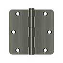 Deltana [S35R4N15A] Steel Door Butt Hinge - Residential - 1/4&quot; Radius Corner - Non-Removable Pin - Antique Nickel Finish - Pair - 3 1/2&quot; H x 3 1/2&quot; W