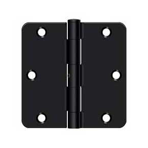 Deltana [S35R4N1B] Steel Door Butt Hinge - Residential - 1/4" Radius Corner - Non-Removable Pin - Paint Black Finish - Pair - 3 1/2" H x 3 1/2" W
