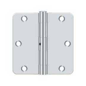 Deltana [S35R4N26] Steel Door Butt Hinge - Residential - 1/4" Radius Corner - Non-Removable Pin - Polished Chrome Finish - Pair - 3 1/2" H x 3 1/2" W