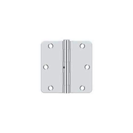 Deltana [S35R4N26] Steel Door Butt Hinge - Residential - 1/4&quot; Radius Corner - Non-Removable Pin - Polished Chrome Finish - Pair - 3 1/2&quot; H x 3 1/2&quot; W