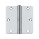 Deltana [S35R4N26] Steel Door Butt Hinge - Residential - 1/4" Radius Corner - Non-Removable Pin - Polished Chrome Finish - Pair - 3 1/2" H x 3 1/2" W