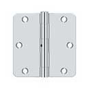 Deltana [S35R4N26] Steel Door Butt Hinge - Residential - 1/4&quot; Radius Corner - Non-Removable Pin - Polished Chrome Finish - Pair - 3 1/2&quot; H x 3 1/2&quot; W