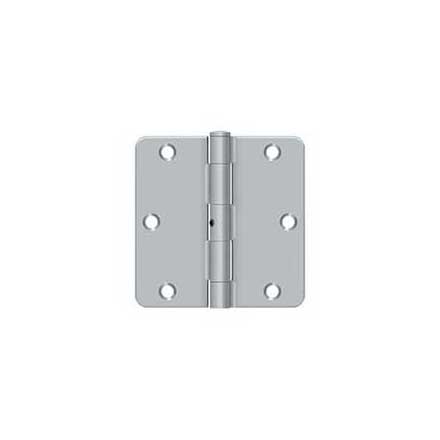 Deltana [S35R4N26D] Steel Door Butt Hinge - Residential - 1/4&quot; Radius Corner - Non-Removable Pin - Brushed Chrome Finish - Pair - 3 1/2&quot; H x 3 1/2&quot; W