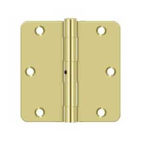 Deltana [S35R4N3] Steel Door Butt Hinge - Residential - 1/4" Radius Corner - Non-Removable Pin - Polished Brass Finish - Pair - 3 1/2" H x 3 1/2" W