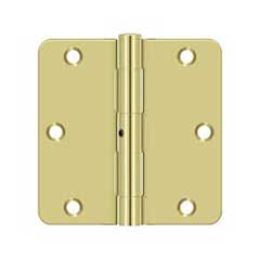 Deltana [S35R4N3] Steel Door Butt Hinge - Residential - 1/4&quot; Radius Corner - Non-Removable Pin - Polished Brass Finish - Pair - 3 1/2&quot; H x 3 1/2&quot; W