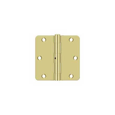 Deltana [S35R4N3] Steel Door Butt Hinge - Residential - 1/4&quot; Radius Corner - Non-Removable Pin - Polished Brass Finish - Pair - 3 1/2&quot; H x 3 1/2&quot; W
