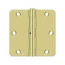 Deltana [S35R4N3] Steel Door Butt Hinge - Residential - 1/4" Radius Corner - Non-Removable Pin - Polished Brass Finish - Pair - 3 1/2" H x 3 1/2" W
