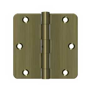 Deltana [S35R4N5] Steel Door Butt Hinge - Residential - 1/4" Radius Corner - Non-Removable Pin - Antique Brass Finish - Pair - 3 1/2" H x 3 1/2" W