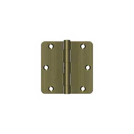 Deltana [S35R4N5] Steel Door Butt Hinge - Residential - 1/4&quot; Radius Corner - Non-Removable Pin - Antique Brass Finish - Pair - 3 1/2&quot; H x 3 1/2&quot; W
