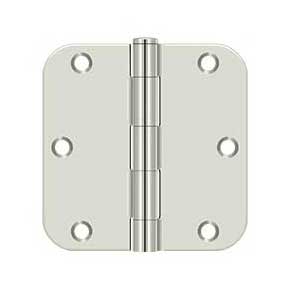 Deltana [S35R514] Steel Door Butt Hinge - Residential - 5/8" Radius Corner - Polished Nickel Finish - Pair - 3 1/2" H x 3 1/2" W