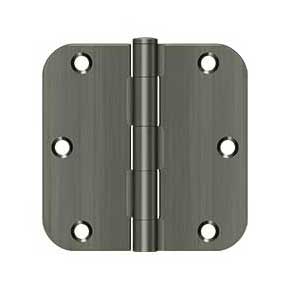 Deltana [S35R515A] Steel Door Butt Hinge - Residential - 5/8" Radius Corner - Antique Nickel Finish - Pair - 3 1/2" H x 3 1/2" W