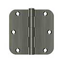 Deltana [S35R515A] Steel Door Butt Hinge - Residential - 5/8" Radius Corner - Antique Nickel Finish - Pair - 3 1/2" H x 3 1/2" W