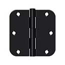 Deltana [S35R51B] Steel Door Butt Hinge - Residential - 5/8&quot; Radius Corner - Paint Black Finish - Pair - 3 1/2&quot; H x 3 1/2&quot; W