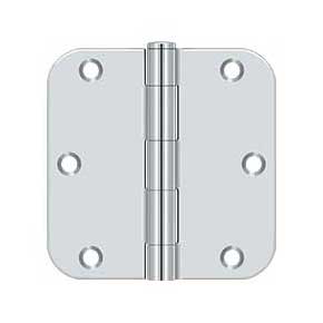Deltana [S35R526] Steel Door Butt Hinge - Residential - 5/8" Radius Corner - Polished Chrome Finish - Pair - 3 1/2" H x 3 1/2" W