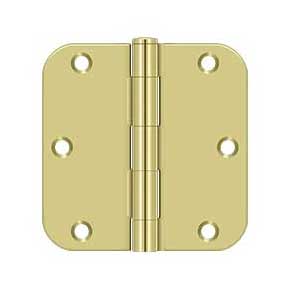Deltana [S35R53] Steel Door Butt Hinge - Residential - 5/8" Radius Corner - Polished Brass Finish - Pair - 3 1/2" H x 3 1/2" W