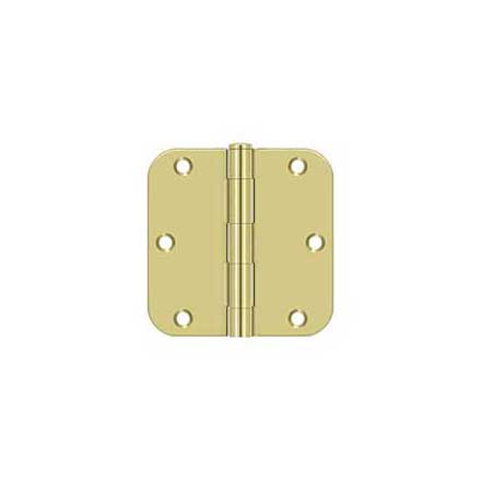 Deltana [S35R53] Steel Door Butt Hinge - Residential - 5/8&quot; Radius Corner - Polished Brass Finish - Pair - 3 1/2&quot; H x 3 1/2&quot; W