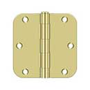Deltana [S35R53] Steel Door Butt Hinge - Residential - 5/8" Radius Corner - Polished Brass Finish - Pair - 3 1/2" H x 3 1/2" W