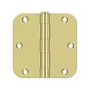 Deltana [S35R53] Steel Door Butt Hinge - Residential - 5/8&quot; Radius Corner - Polished Brass Finish - Pair - 3 1/2&quot; H x 3 1/2&quot; W