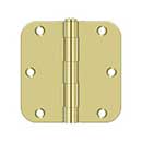 Deltana [S35R53] Steel Door Butt Hinge - Residential - 5/8&quot; Radius Corner - Polished Brass Finish - Pair - 3 1/2&quot; H x 3 1/2&quot; W