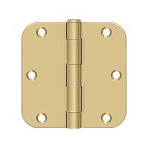 Deltana [S35R54] Steel Door Butt Hinge - Residential - 5/8" Radius Corner - Brushed Brass Finish - Pair - 3 1/2" H x 3 1/2" W